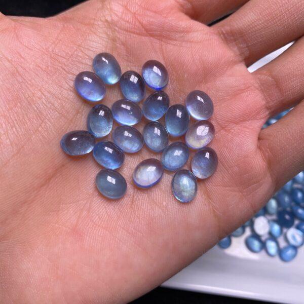 10 pcs simple flat bottom oval shape natural aquamarine bead