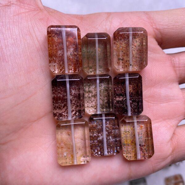 50 g cuboid shape natural Phantom Quartz bead