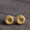 vine pattern donut shape gild s925 sterling silver bead, golden donut bead