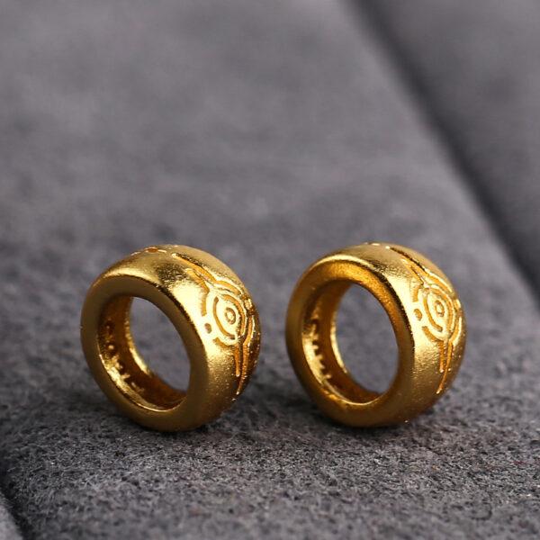 round spots pattern ring shape gild s925 sterling silver bead, golden ring bead
