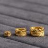 feather pattern ring shape gild s925 sterling silver bead, golden feather bead
