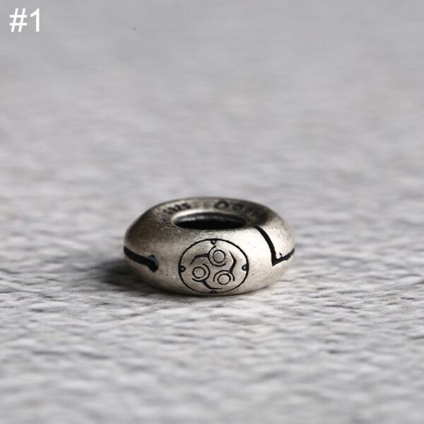 retro line pattern donut shape s925 sterling silver bead, oxidized silver donut bead - Image 5