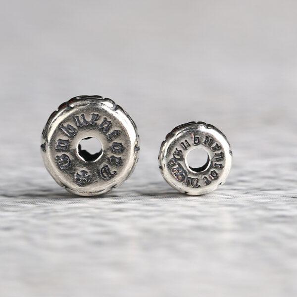 retro fret pattern rondelle shape s925 sterling silver bead, oxidized silver rondelle bead