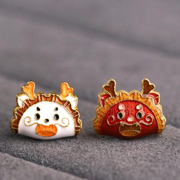 cute dragon pattern semicircular shape gild sterling silver bead, enamel dragon bead