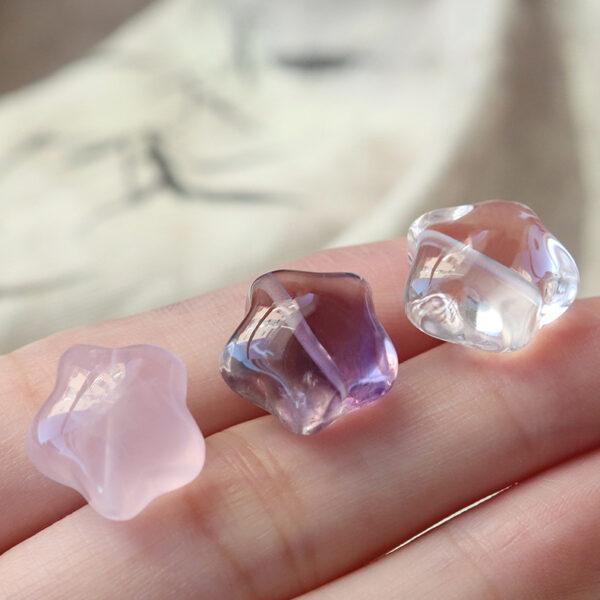 2 pcs / 5 pcs fat star shape natural amethyst and rose quartz bead