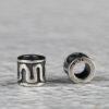 snake pattern tube shape s925 sterling silver bead, oxidized silver tube bead