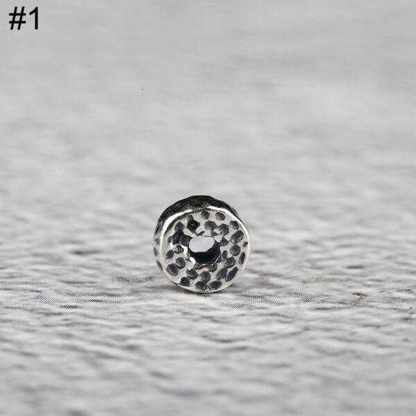 small pits pattern gasket shape s925 sterling silver bead, oxidized silver gasket bead - Image 6