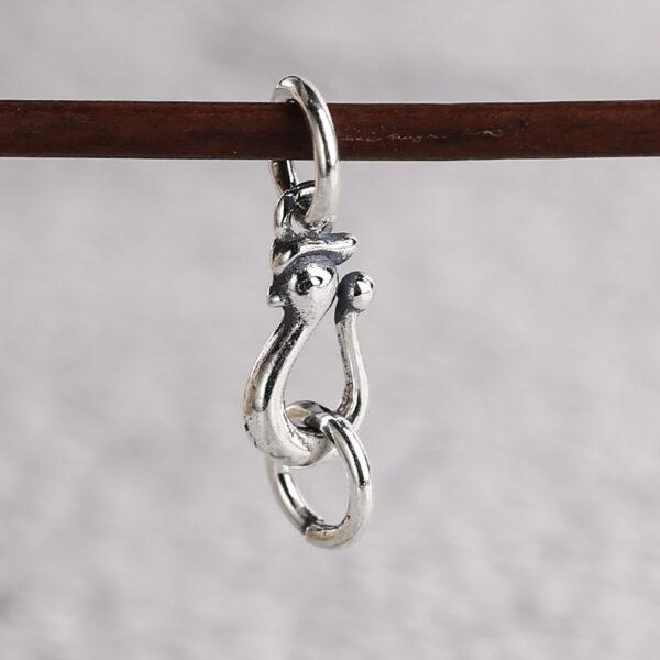 phoenix shape s925 sterling silver clasp, oxidized silver hook clasp
