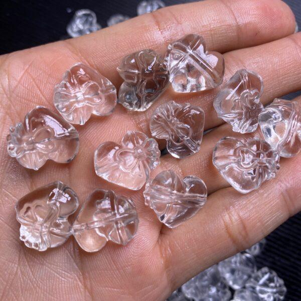 10 pcs bow-knot pattern heart shape natural clear quartz bead