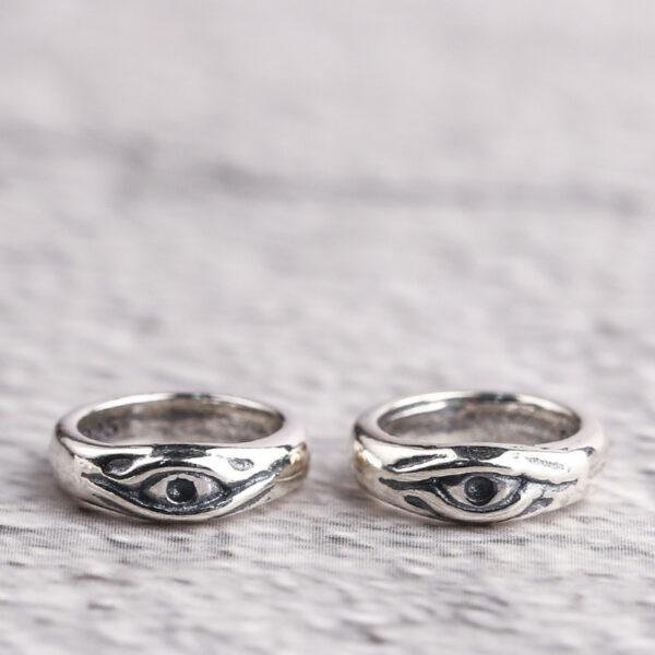 eye pattern ring shape s925 sterling silver bead, oxidized silver ring bead