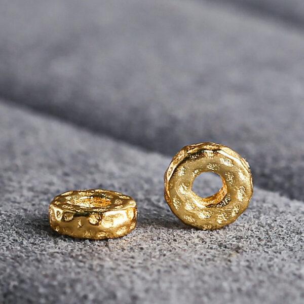 small pits rondelle shape gild s925 sterling silver bead, golden rondelle bead