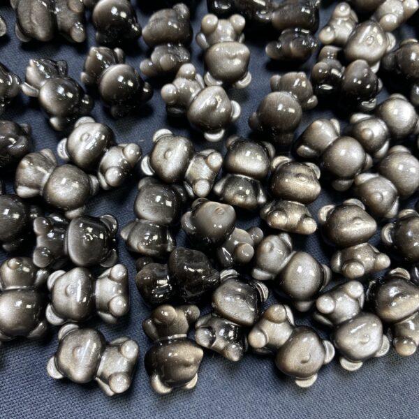 5 pcs / 10 pcs cute bear shape natural silver obsidian bead