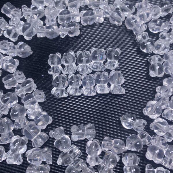 10 pcs cute bear shape natural clear quartz bead