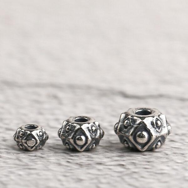 bumps pattern rondelle shape s925 sterling silver bead, oxidized silver rondelle bead