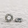 small pits pattern ring shape s925 sterling silver bead, oxidized silver ring bead