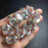 facet surface oval shape natural clear quartz bead inlaid sterling silver charm