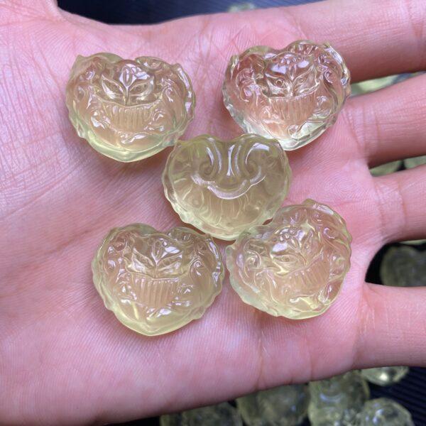1 pcs / 2 pcs fox pattern heart shape natural citrine charm bead