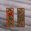 hollow flower pattern rectangle shape gild sterling silver bead, enamel flower bead
