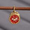 dragon pattern round shape gild sterling silver charm bead, enamel dragon charm