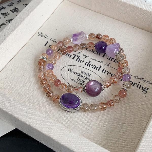 oval shape natural amethyst inlaid copper bead - Image 10
