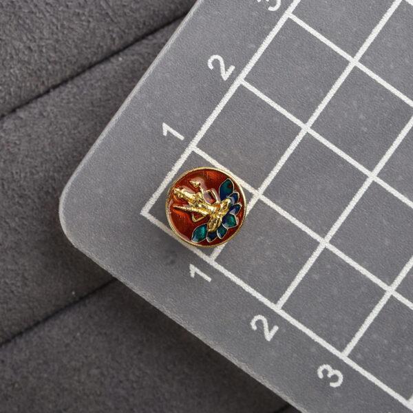 hollow Buddha on lotus pattern round shape gild sterling silver bead, enamel Buddha bead - Image 2