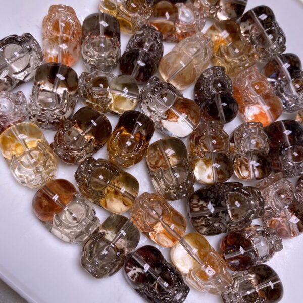 2 pcs / 5 pcs cute pixiu shape natural phantom quartz bead - Image 2