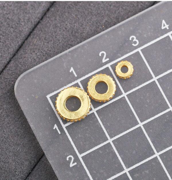 zircon inlaid gasket shape gild s925 sterling silver bead, golden gasket bead - Image 2