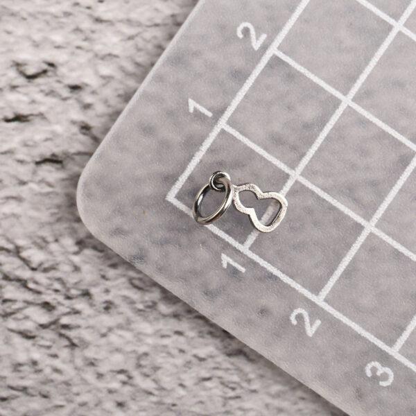 simple gourd shape s925 sterling silver charm bead, oxidized silver gourd charm - Image 2