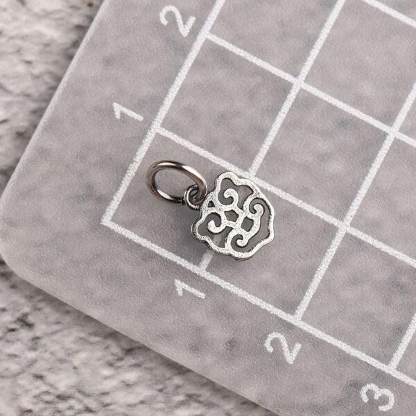 hollow flower shape s925 sterling silver charm bead, oxidized silver flower charm - Image 2
