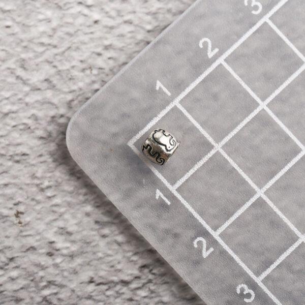 elephant pattern oval shape s925 sterling silver bead, oxidized silver oval bead - Image 2