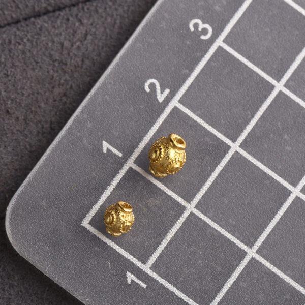simple round pattern oval shape gild s925 sterling silver bead, golden oval bead - Image 2
