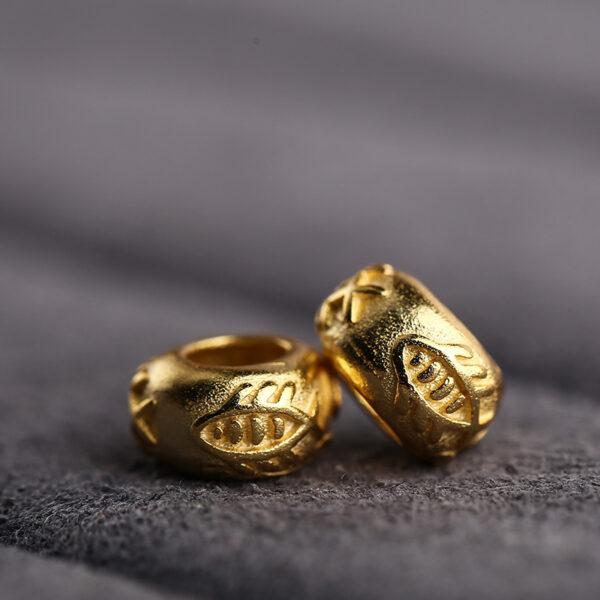 fish pattern rondelle shape gild s925 sterling silver bead, golden rondelle bead - Image 2