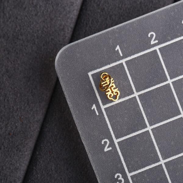 hollow 喜 shape gild s925 sterling silver charm bead, golden flower charm - Image 2