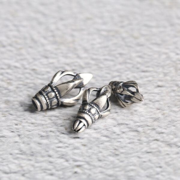 lotus flower shape s925 sterling silver clasp bead, oxidized silver buckle - Image 2