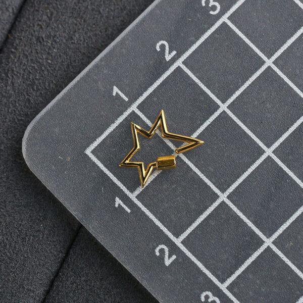 Star shape gild s925 sterling silver clasp bead, golden silver buckle - Image 2