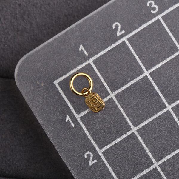 福 pattern oval shape gild s925 sterling silver charm bead, golden flower charm - Image 2