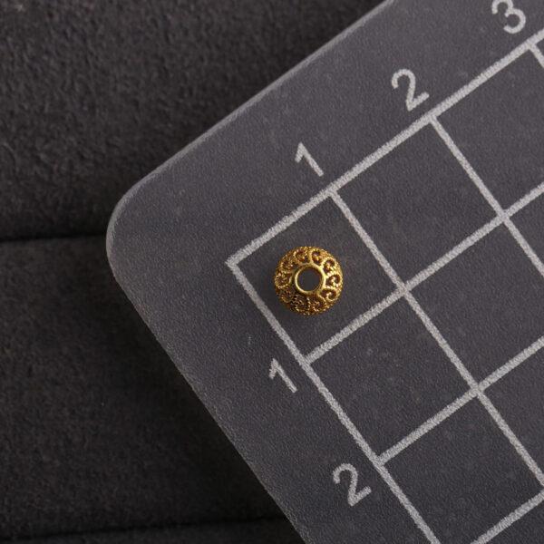 hollow flower pattern rondelle shape gild s925 sterling silver bead, golden rondelle bead - Image 2