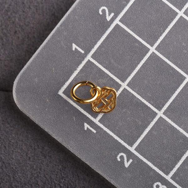 hollow 喜 pattern heart shape gild s925 sterling silver charm bead, golden heart charm - Image 2