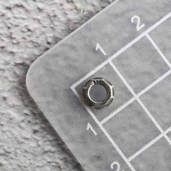 screw cap shape s925 sterling silver bead, oxidized silver screw cap bead - Image 2