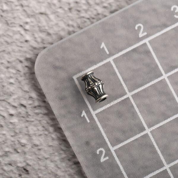 retro flower pattern drum shape s925 sterling silver bead, oxidized silver drum bead - Image 2