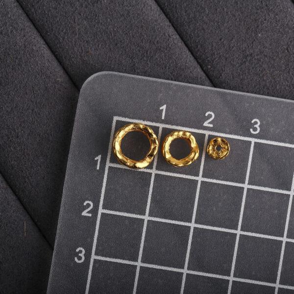 feather pattern ring shape gild s925 sterling silver bead, golden feather bead - Image 2