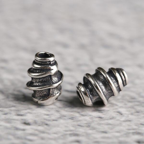 spiral pattern tube shape s925 sterling silver bead, oxidized silver spiral bead - Image 2