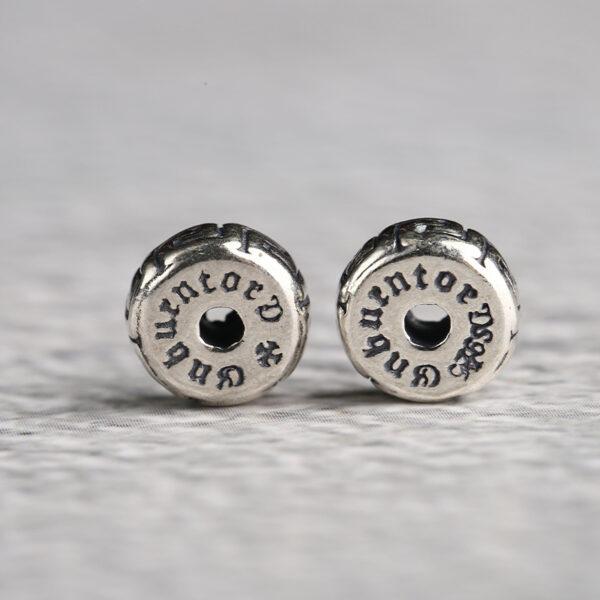 retro fret pattern rondelle shape s925 sterling silver bead, oxidized silver rondelle bead - Image 2