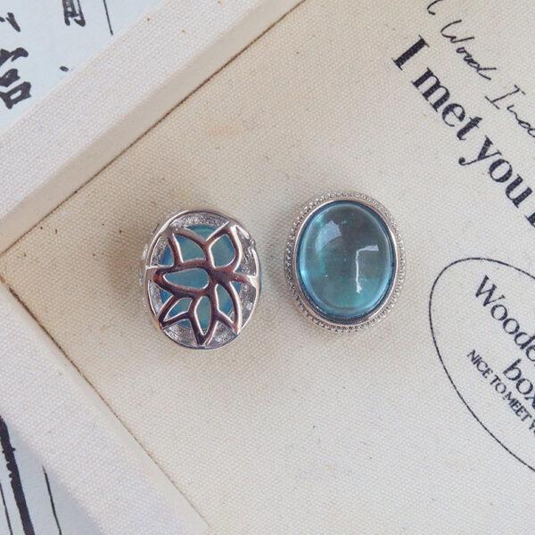 oval shape natural aquamarine inlaid copper bead - Image 2