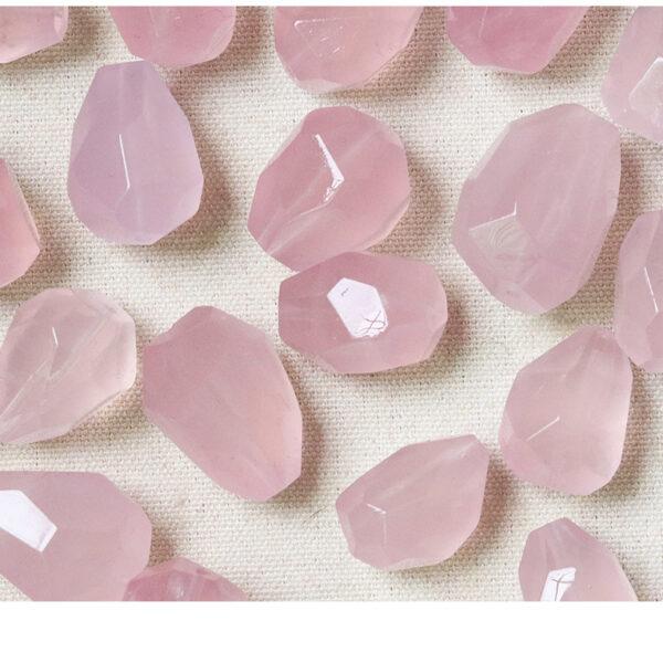 facet surface irregular polygon shape natural rose quartz bead - Image 2