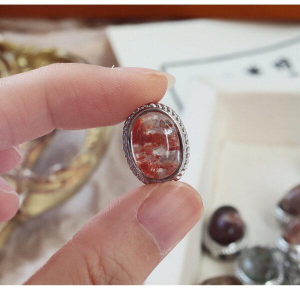 oval shape natural Phantom Quartz inlaid copper bead - Image 2