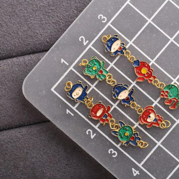cute animals shape gild sterling silver chain charm bead, enamel animals chain charm - Image 2