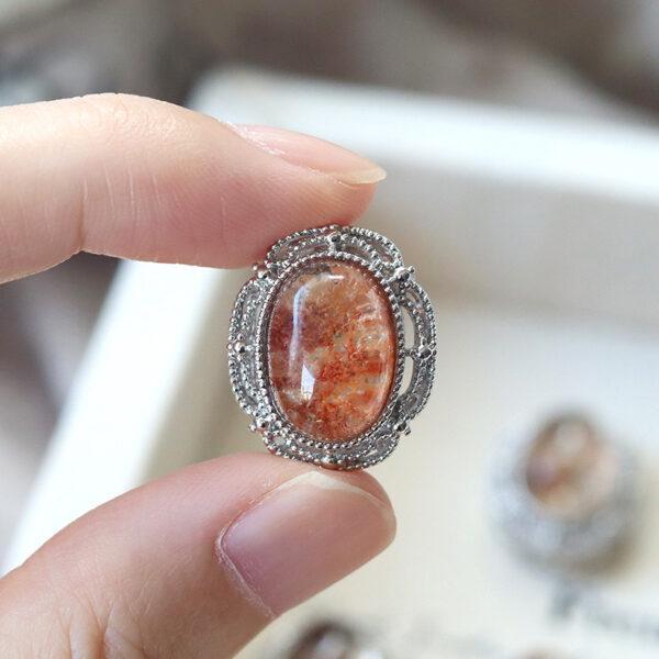 oval shape natural Phantom Quartz inlaid copper bead - Image 2