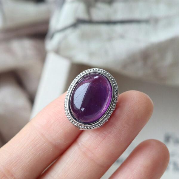 oval shape natural amethyst inlaid copper bead - Image 2
