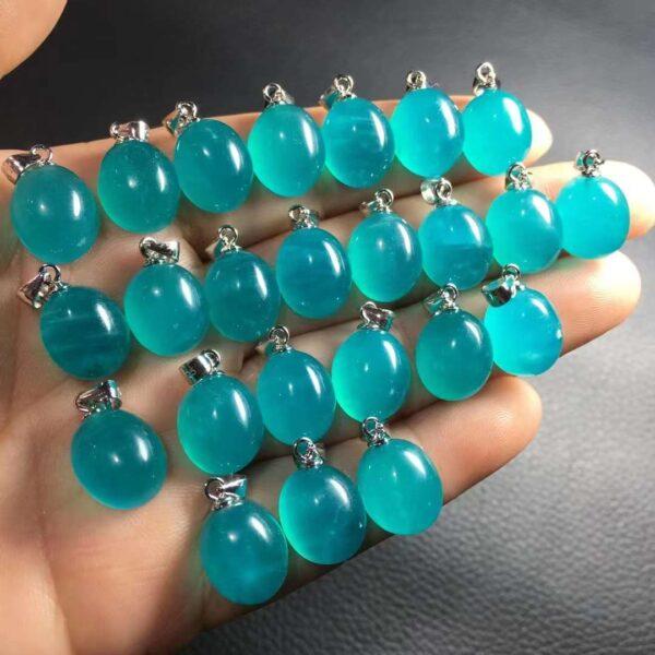 oval shape natural amazonite bead sterling silver charm - Image 2